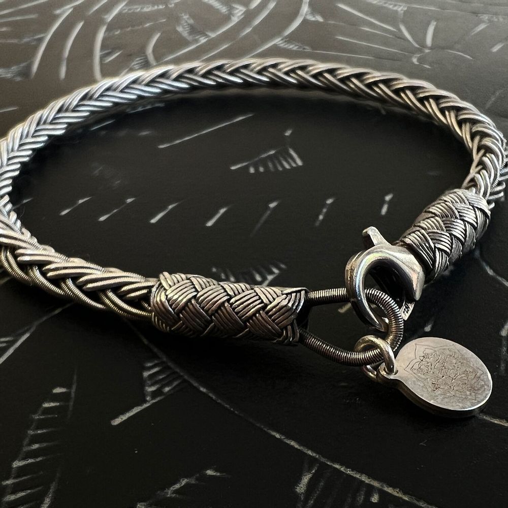Bracelets - BRACELET TRESSE RONDE - ARGENT ET ARGENT OXYDÉ - FAIT MAIN - HOMME&FEMME - KARAWAN AUTHENTIC