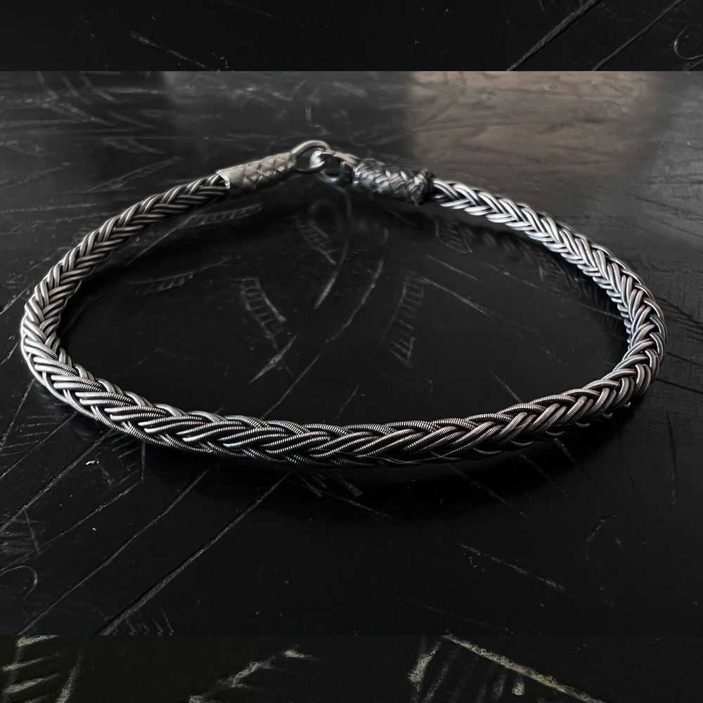 Bracelets - BRACELET TRESSE RONDE - ARGENT ET ARGENT OXYDÉ - FAIT MAIN - HOMME&FEMME - KARAWAN AUTHENTIC