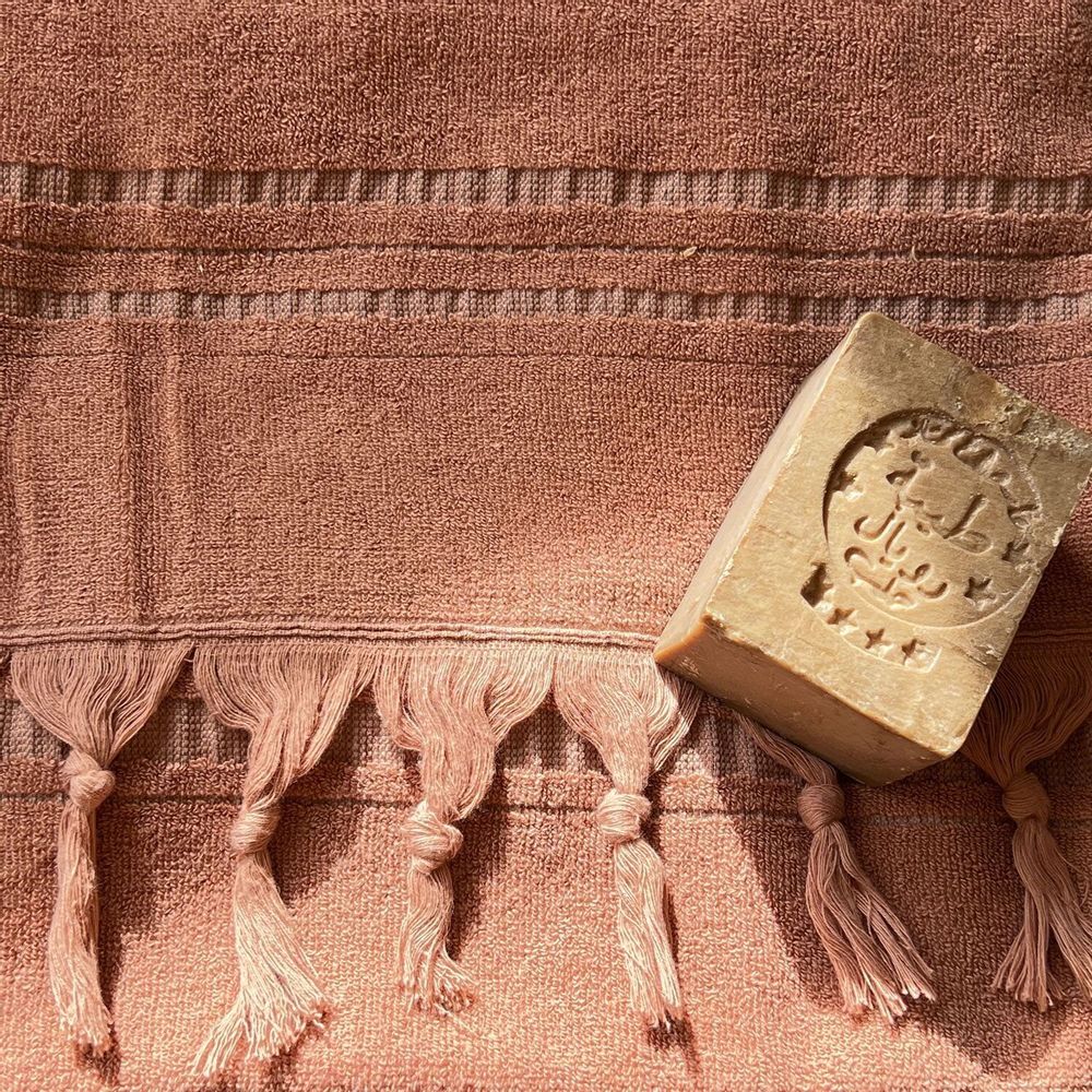 Serviettes de bain - FOUTA EN COTON BIOLOGIQUE - COLLECTION DOLCE - COULEUR AMBRE - KARAWAN AUTHENTIC