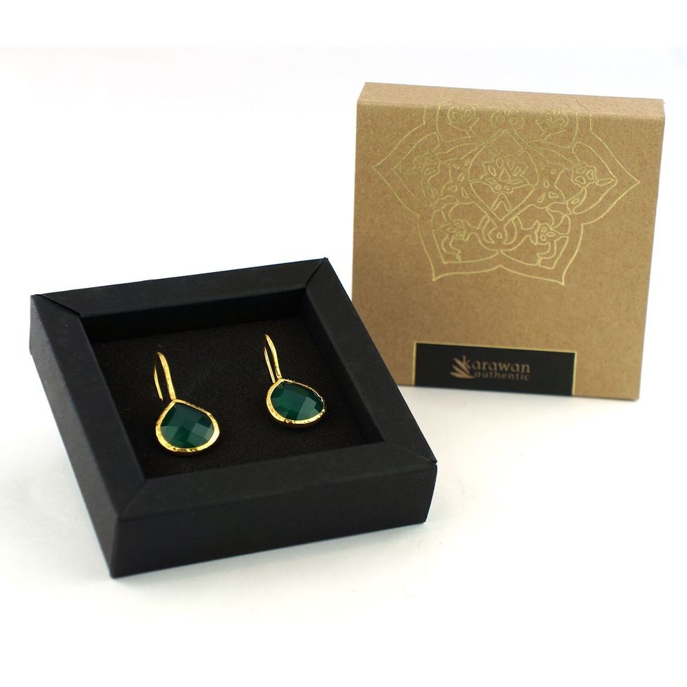 Bijoux - BOUCLES D'OREILLES PLAQUÉ OR "DROP" QUARTZ FUMÉ - KARAWAN AUTHENTIC