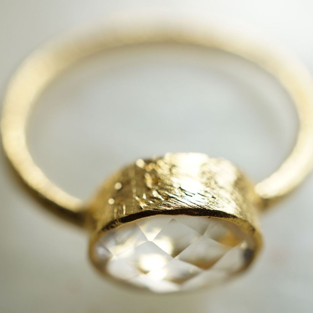 Bijoux - BAGUE PLAQUÉ OR "DROP" PIERRE DE LUNE - KARAWAN AUTHENTIC