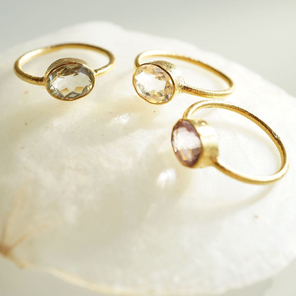 Jewelry - GOLD-PLATED RING\" DROP\” SMOKY QUARTZ - KARAWAN AUTHENTIC