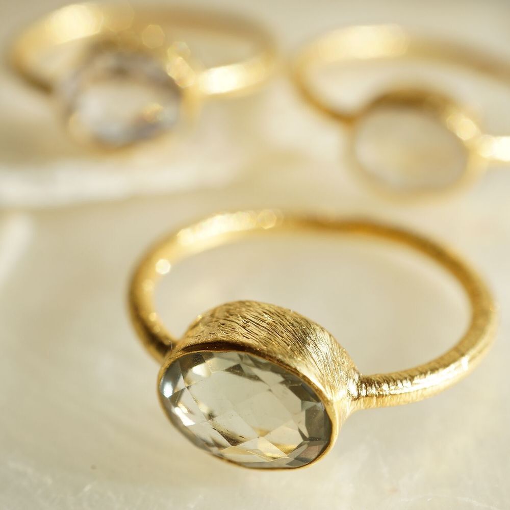 Jewelry - GOLD PLATED RING\" DROP\” LABRADORITE - KARAWAN AUTHENTIC
