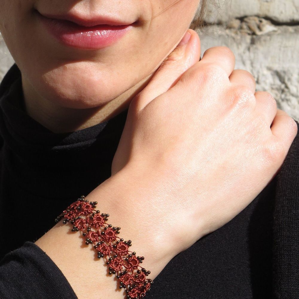 Bracelets - BRACELET TEXTILE "HUSNU" - CACTUS - KARAWAN AUTHENTIC