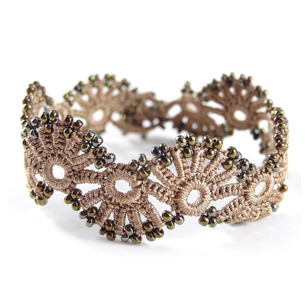 Bracelets - BRACELET TEXTILE EN DENTELLE "YELIN" - GRIS PERLE - KARAWAN AUTHENTIC