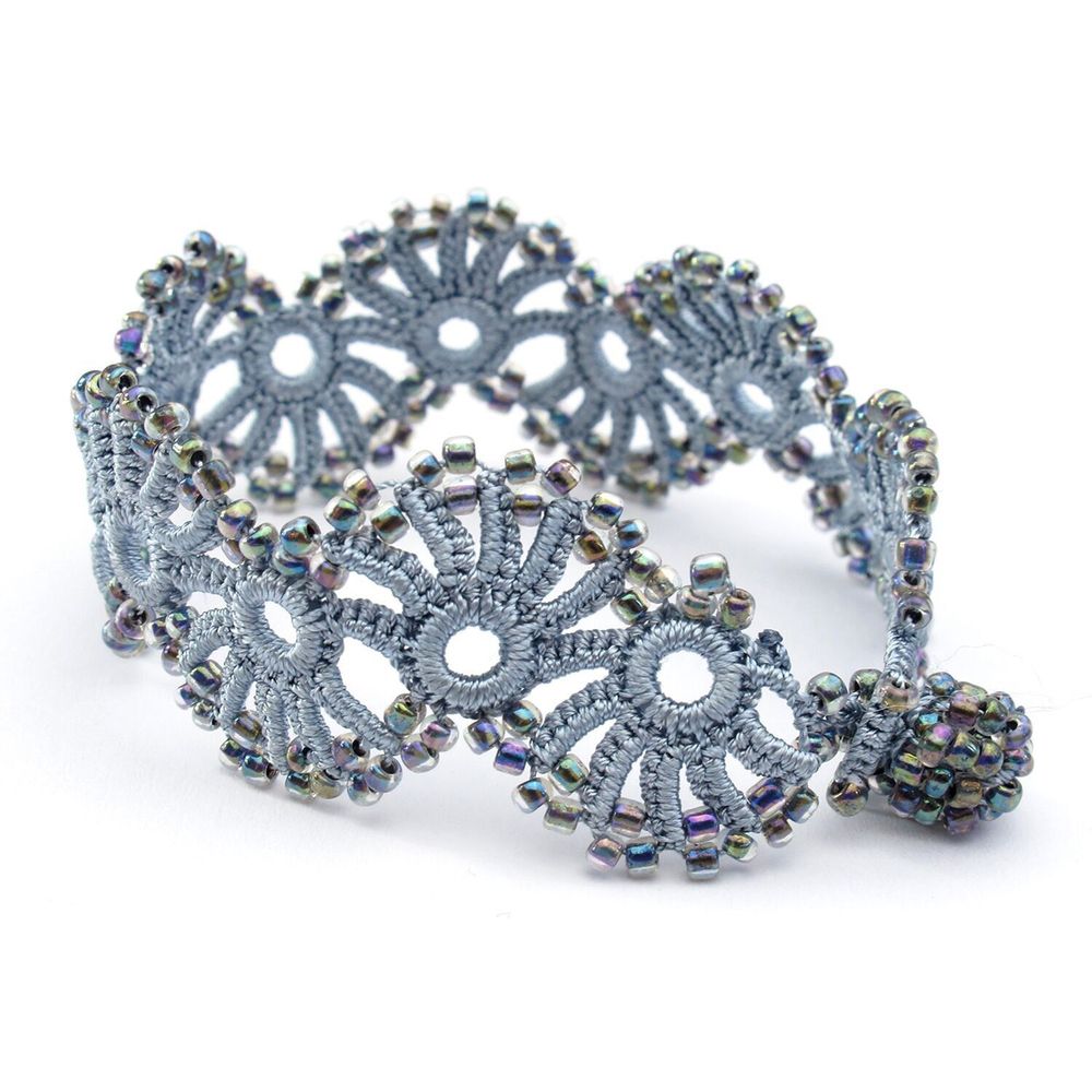 Bracelets - BRACELET TEXTILE EN DENTELLE "YELIN" - GRIS PERLE - KARAWAN AUTHENTIC