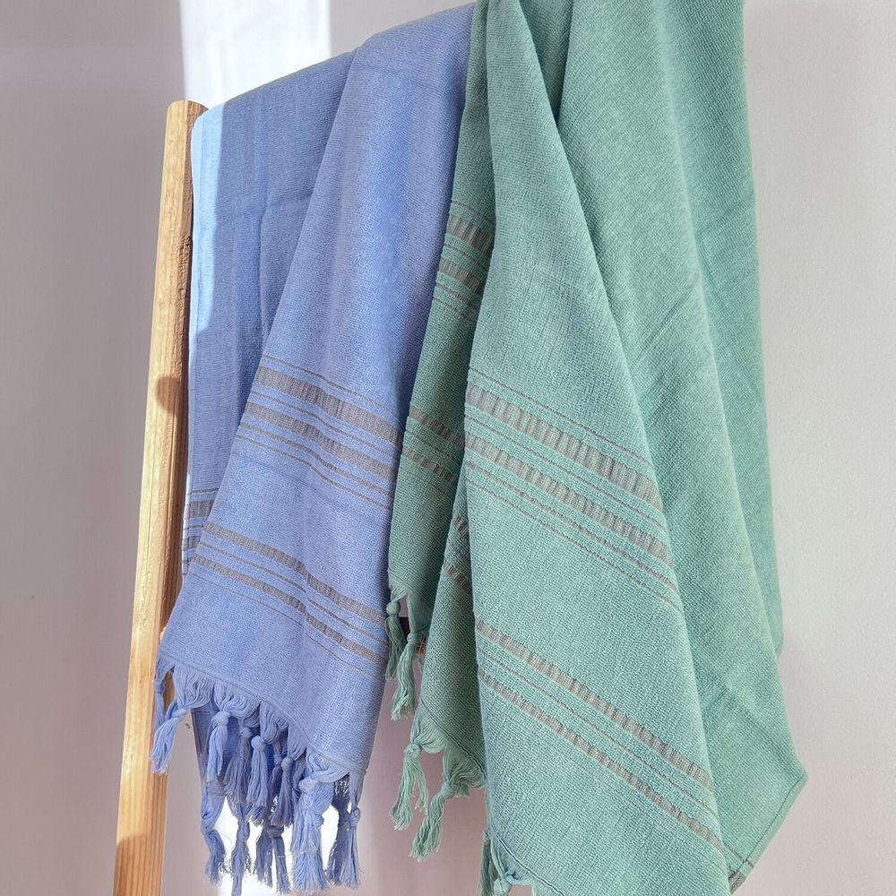 Bath towels - ORGANIC COTTON FOUTA - DOLCE - AZURINE Collection - KARAWAN AUTHENTIC