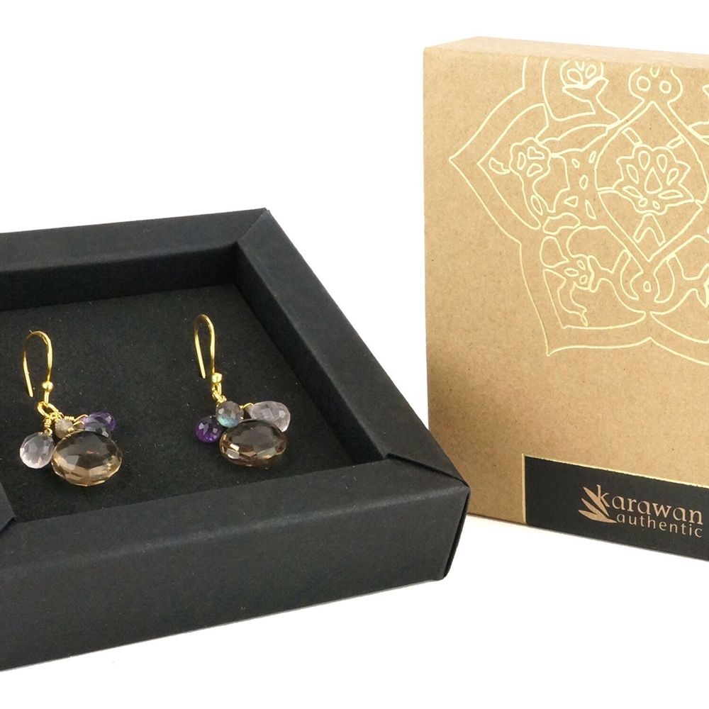 Bijoux - BOUCLES D'OREILLES "GRAPES" VERT ONYX - KARAWAN AUTHENTIC