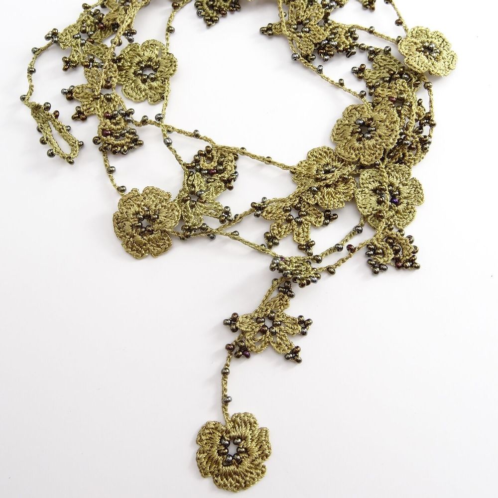 Bijoux - SAUTOIR "CRYSTAL" - VERT LICHEN - KARAWAN AUTHENTIC