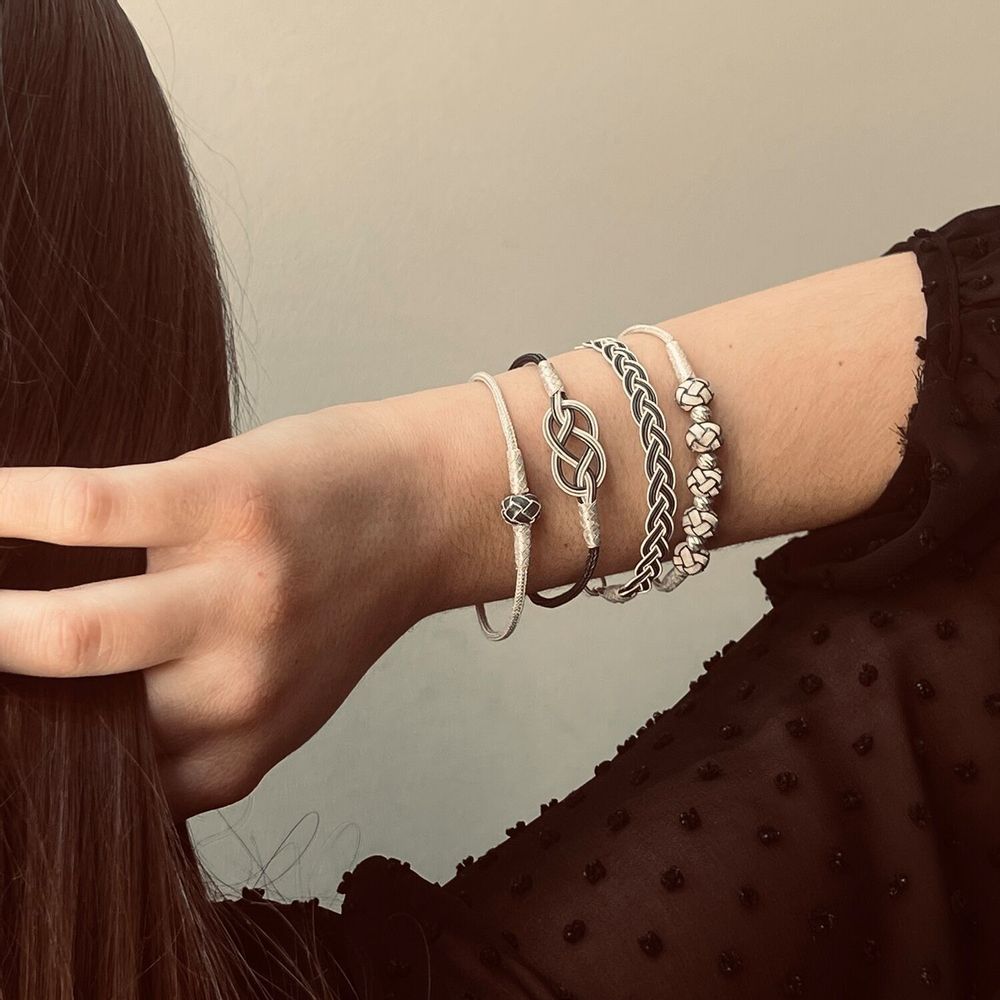 Bracelets - INFINITY BRACELET - SILVER AND OXIDIZED SILVER - HANDMADE - MEN&WOMEN - KARAWAN AUTHENTIC
