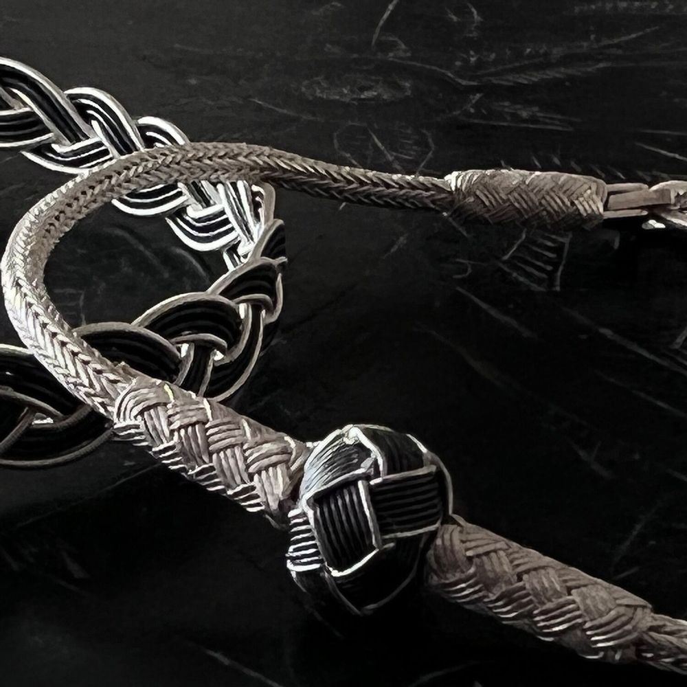 Bracelets - BRACELET NOEUD NOIR - ARGENT ET ARGENT OXYDÉ - FAIT MAIN - HOMME&FEMME - KARAWAN AUTHENTIC