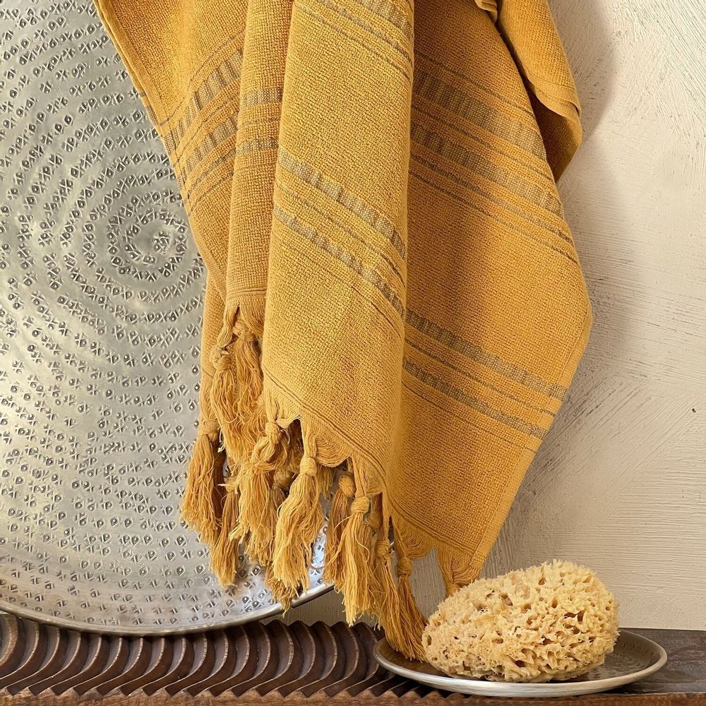 Bath towels - ORGANIC COTTON FOUTA - DOLCE COLLECTION - CITRINE COLOR - KARAWAN AUTHENTIC