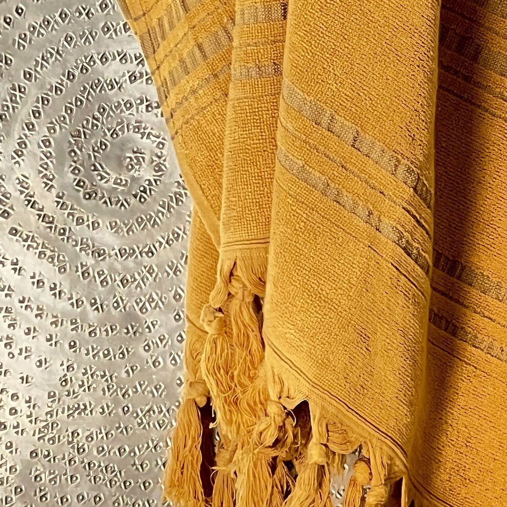 Bath towels - ORGANIC COTTON FOUTA - DOLCE COLLECTION - CITRINE COLOR - KARAWAN AUTHENTIC