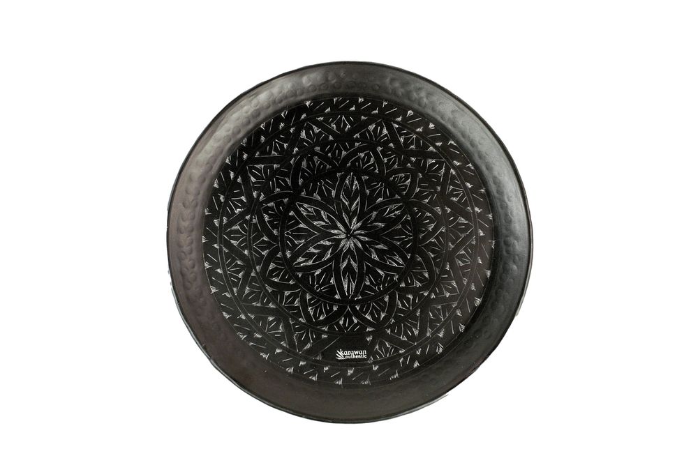 Decorative objects - BLACK BRASS TRAY ENGRAVED WITH 'ARABESK' - KARAWAN AUTHENTIC