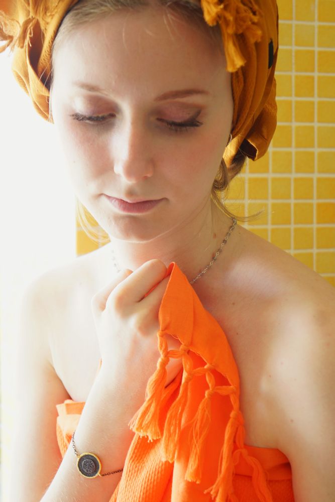 Bath towels - ORGANIC COTTON TOWEL - CURCUMA color - KARAWAN AUTHENTIC