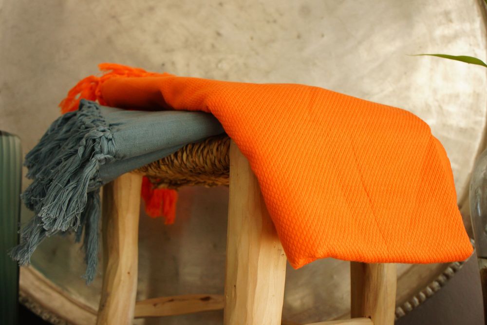 Bath towels - ORGANIC COTTON TOWEL - CURCUMA color - KARAWAN AUTHENTIC