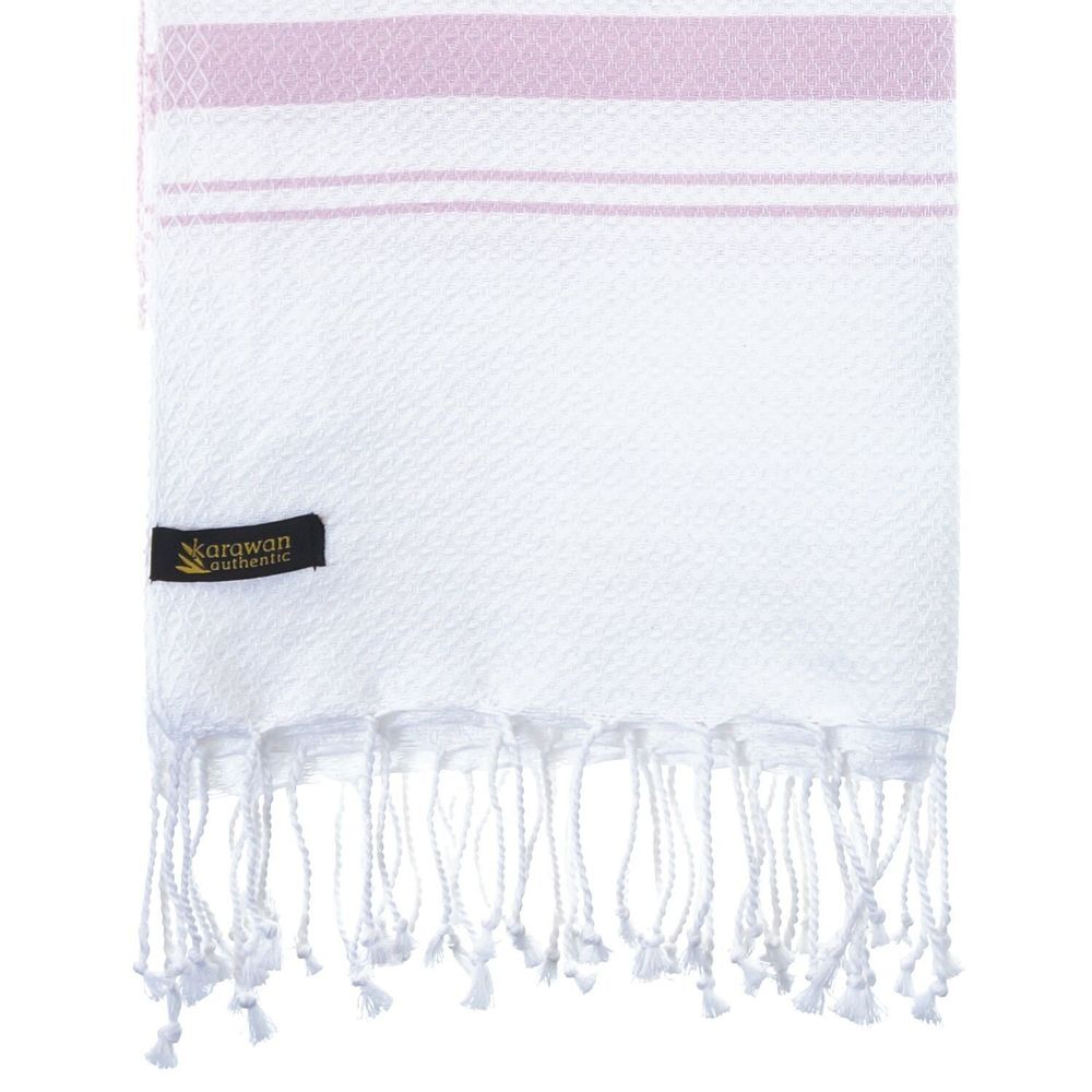 Bath towels - ORGANIC COTTON TOWEL - WHITE SAND Collection - Color WHITE & PARMA - KARAWAN AUTHENTIC