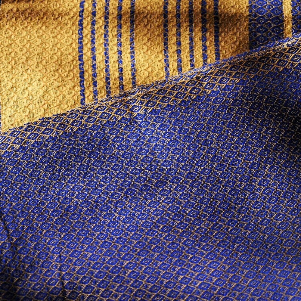 Serviettes de bain - FOUTA EN COTON BIOLOGIQUE - Collection SAND- Couleur SABLE & BLEU IMPERIAL - KARAWAN AUTHENTIC