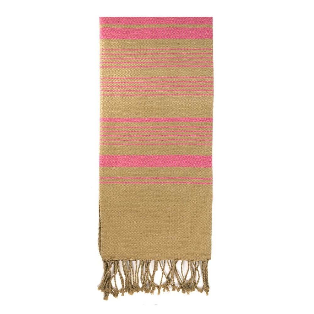 Bath towels - ORGANIC COTTON FOUTA - SAND Collection- Color SAND & INDIAN ROSE - KARAWAN AUTHENTIC