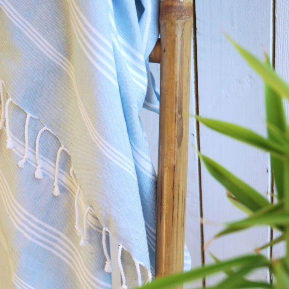 Bath towels - ORGANIC COTTON FOUTA - HAMMAM Collection - Color WHITE & CLOUD - KARAWAN AUTHENTIC