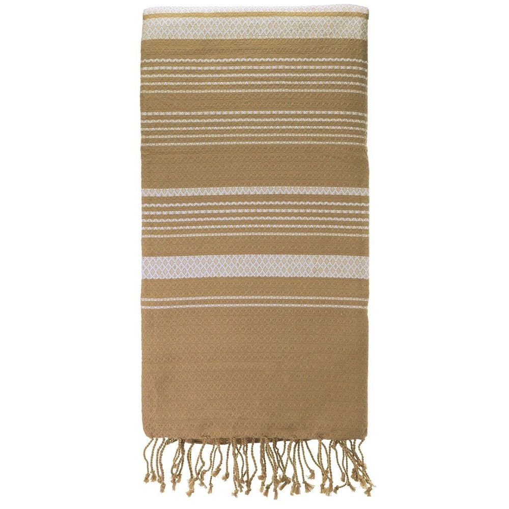 Serviettes de bain - FOUTA EN COTON BIOLOGIQUE - Collection SAND- Couleur SABLE & BLANC - KARAWAN AUTHENTIC