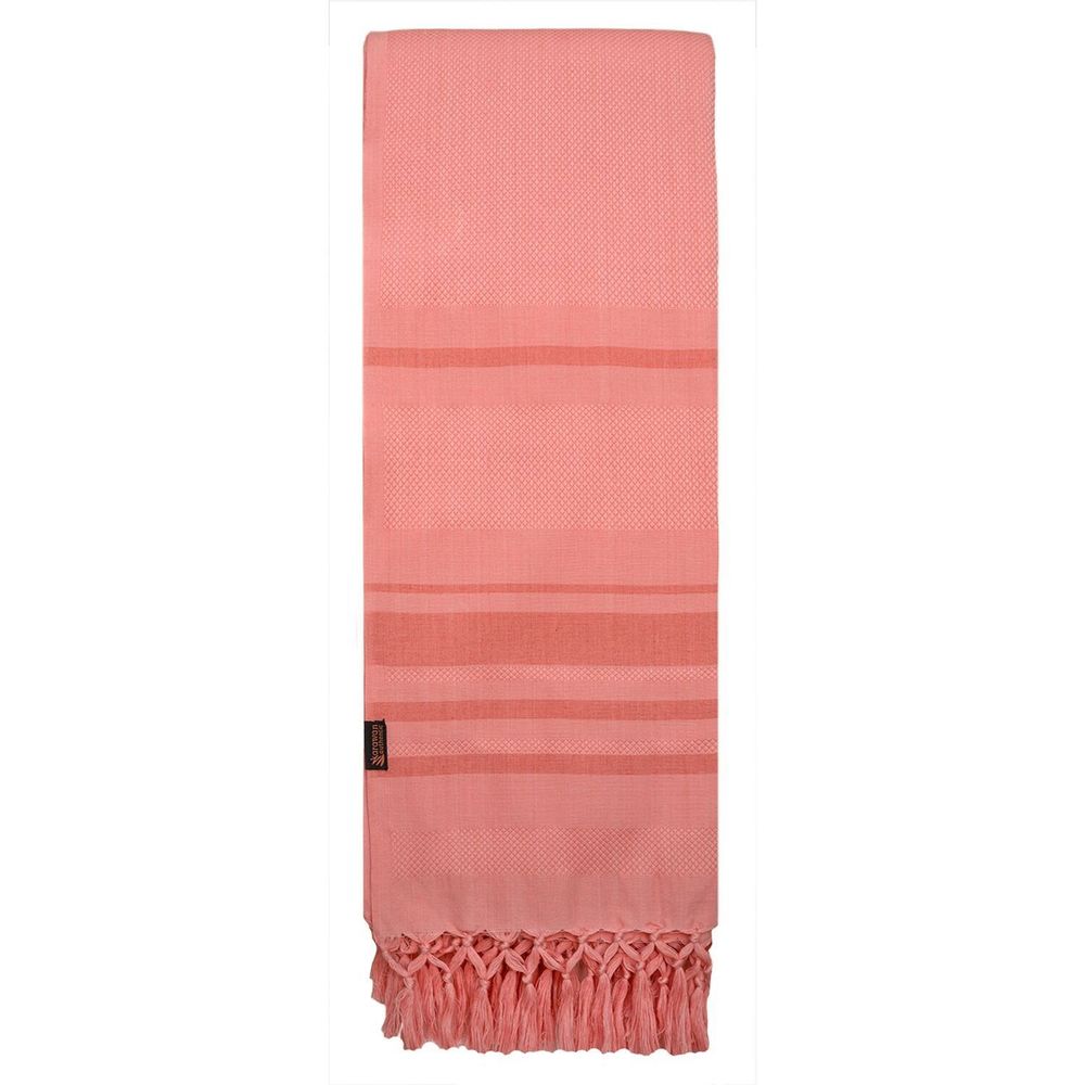 Serviettes de bain - FOUTA TISSÉE EN COTON BIOLOGIQUE - COLLECTION GARDEN - COULEUR CORAL - KARAWAN AUTHENTIC