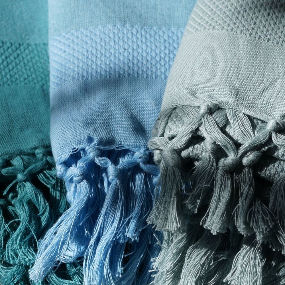 Serviettes de bain - FOUTA TISSÉE EN COTON BIOLOGIQUE - COLLECTION GARDEN - COULEUR ALMOND - KARAWAN AUTHENTIC