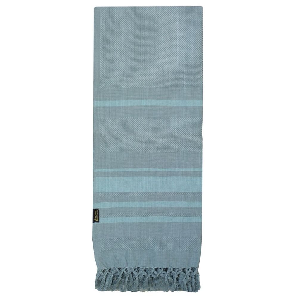 Serviettes de bain - FOUTA TISSÉE EN COTON BIOLOGIQUE - COLLECTION GARDEN - COULEUR ALMOND - KARAWAN AUTHENTIC