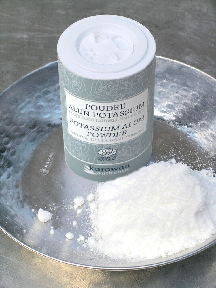 Cosmétiques - PIERRE NATURELLE D'ALUN POTASSIUM EN POUDRE - BOITE SALIÈRE 90G - KARAWAN AUTHENTIC