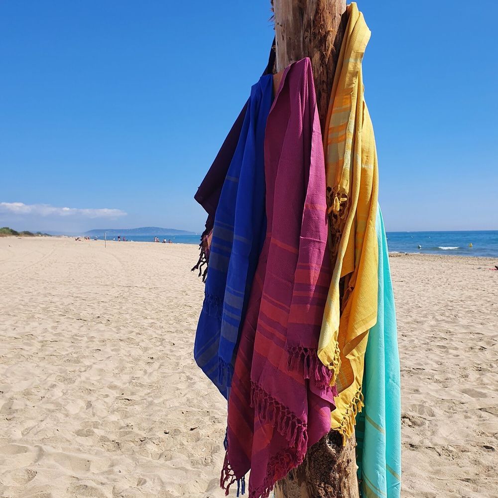 Bath towels - FOUTA WOVEN IN ORGANIC COTTON - GARDEN COLLECTION - FUCHSIA COLOR - KARAWAN AUTHENTIC