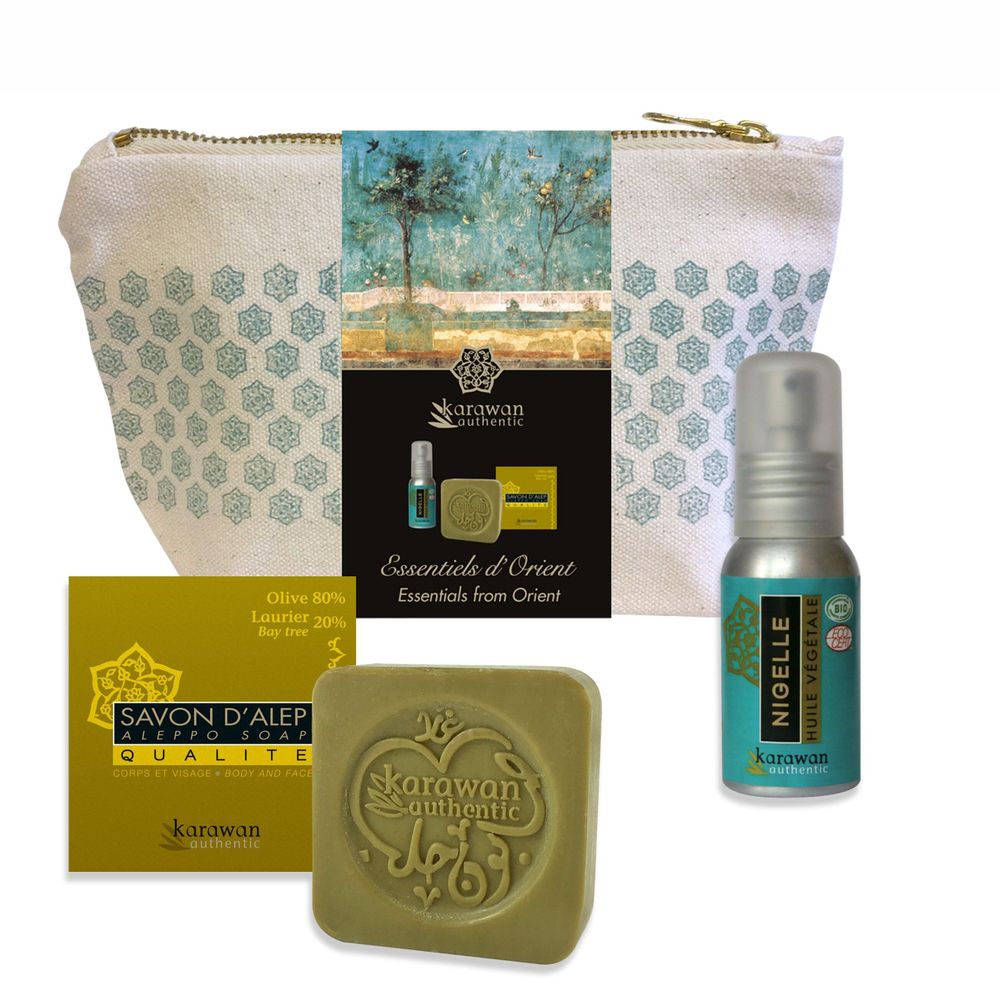 Coffrets et boîtes - TROUSSE CADEAU BIEN-ÊTRE HAMMAM - ESSENTIELS D'ORIENT - KARAWAN AUTHENTIC