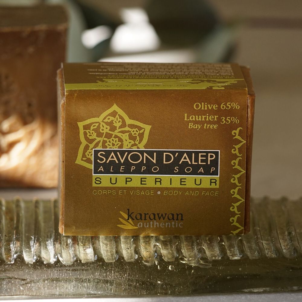 Savons - SAVON D'ALEP SUPÉRIEUR - HUILE D'OLIVE ET LAURIER 35% - EN BANDEAU - KARAWAN AUTHENTIC