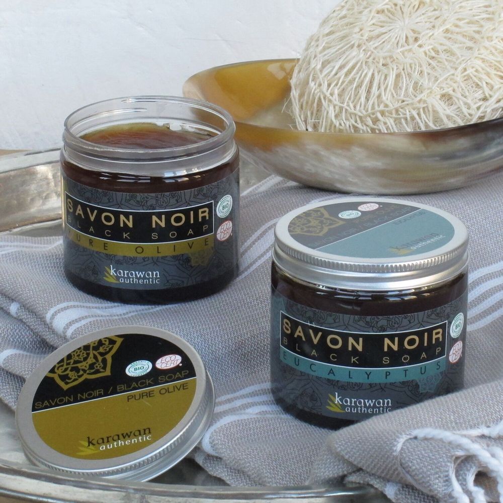 Hammams - CERTIFIED ORGANIC BLACK SOAP - ENRICHED WITH EUCALYPTUS - KARAWAN AUTHENTIC