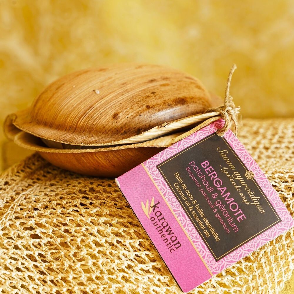 Savons - SAVON SOLIDE AYURVEDIQUE - BERGAMOTE - GRAND FORMAT - KARAWAN AUTHENTIC