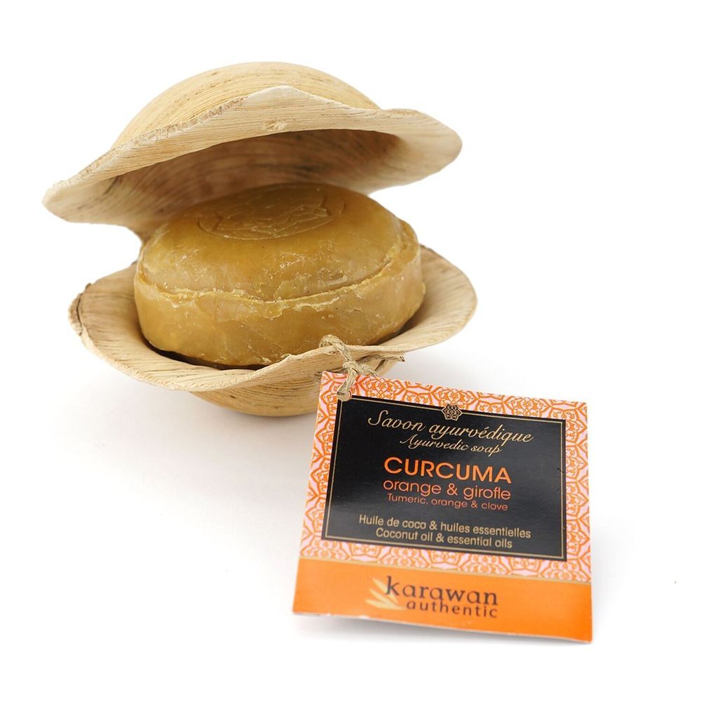 Savons - SAVON SOLIDE AYURVEDIQUE - CURCUMA - GRAND FORMAT - KARAWAN AUTHENTIC