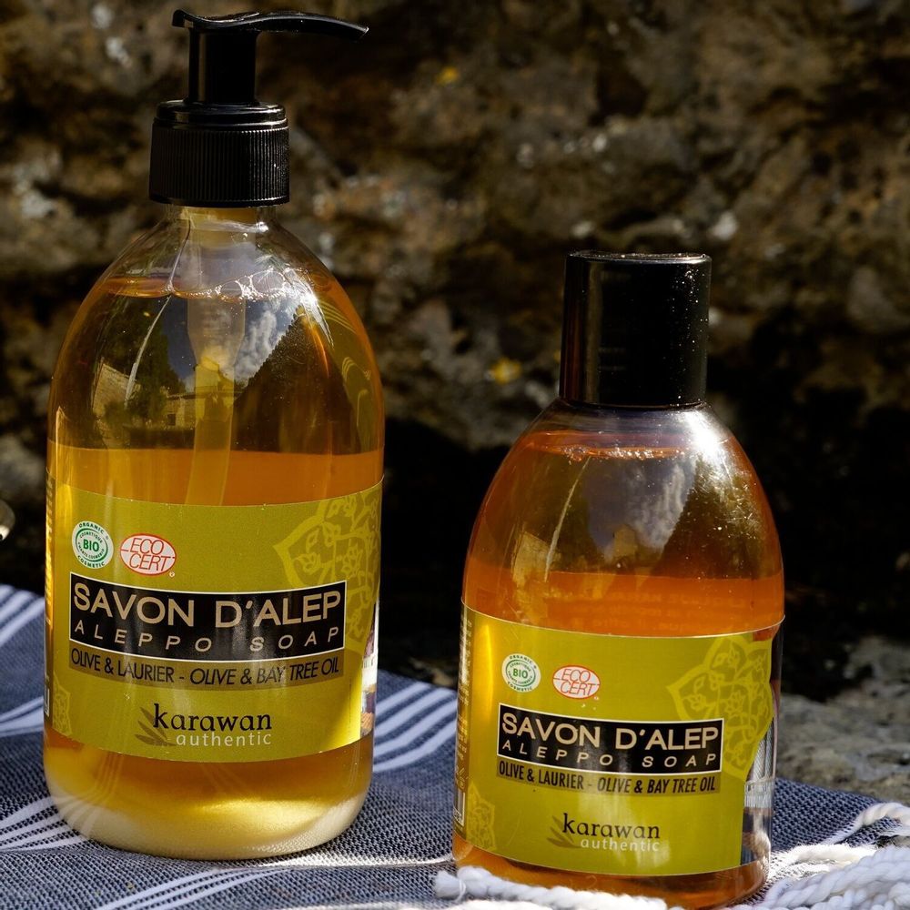 Savons - SAVON D’ALEP LIQUIDE BIOLOGIQUE - OLIVE ET LAURIER - 300ML - KARAWAN AUTHENTIC