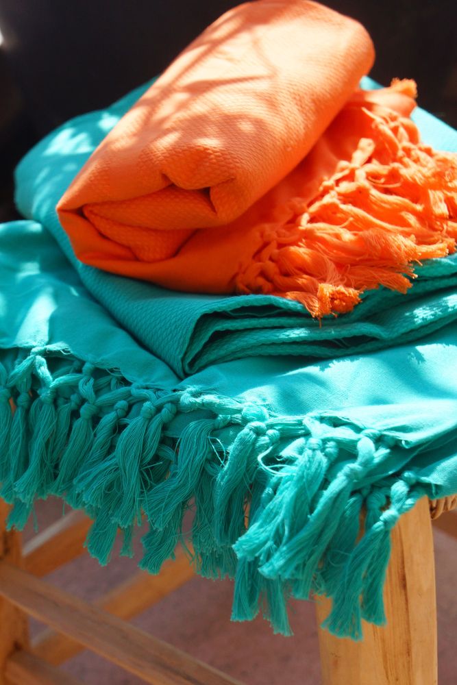 Serviettes de bain - FOUTA EN COTON BIOLOGIQUE - couleur CURCUMA - KARAWAN AUTHENTIC