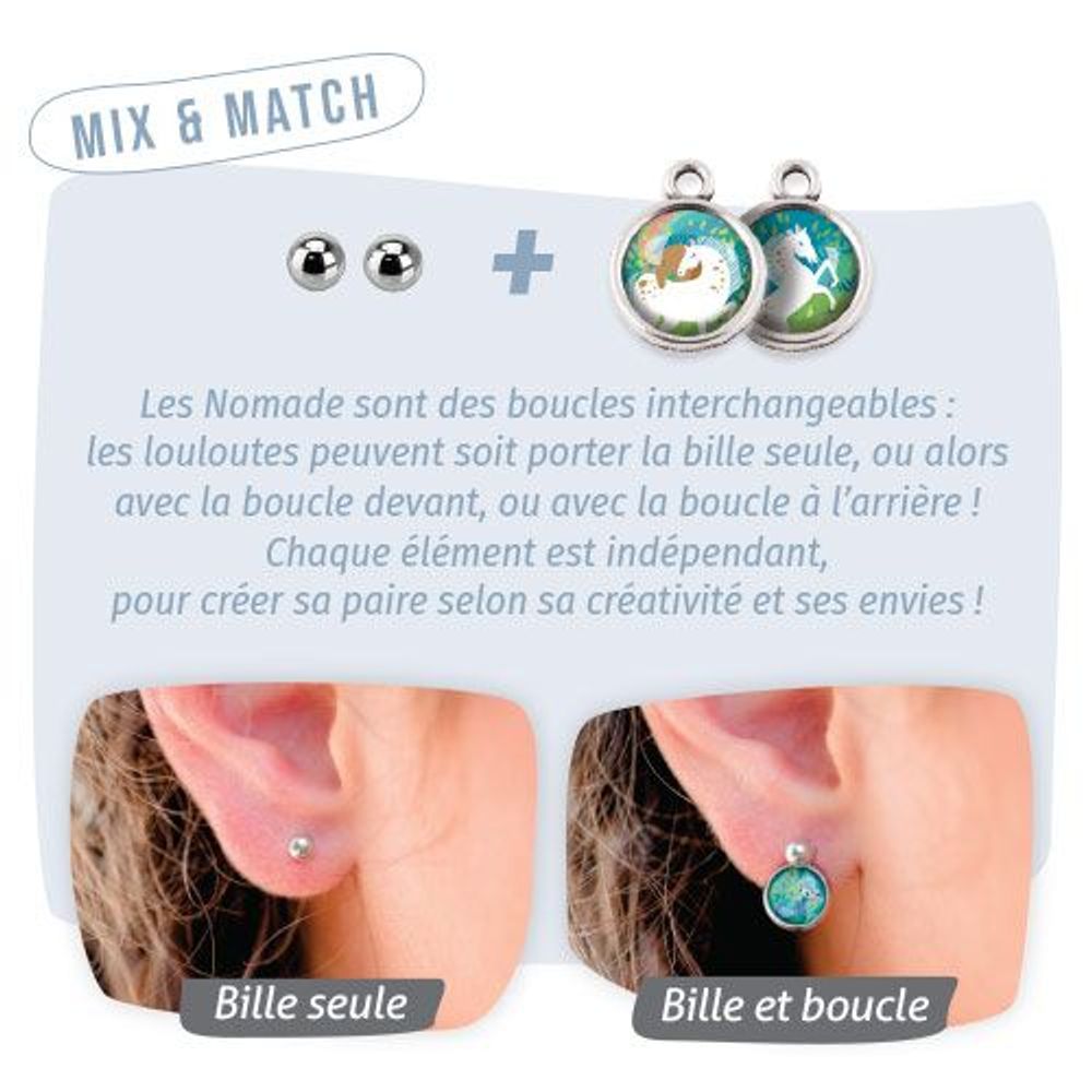 Accessoires enfants - Nomade Billes Enfant Paon / Plume de Paon - Argent - LES MINIS D'EMILIE