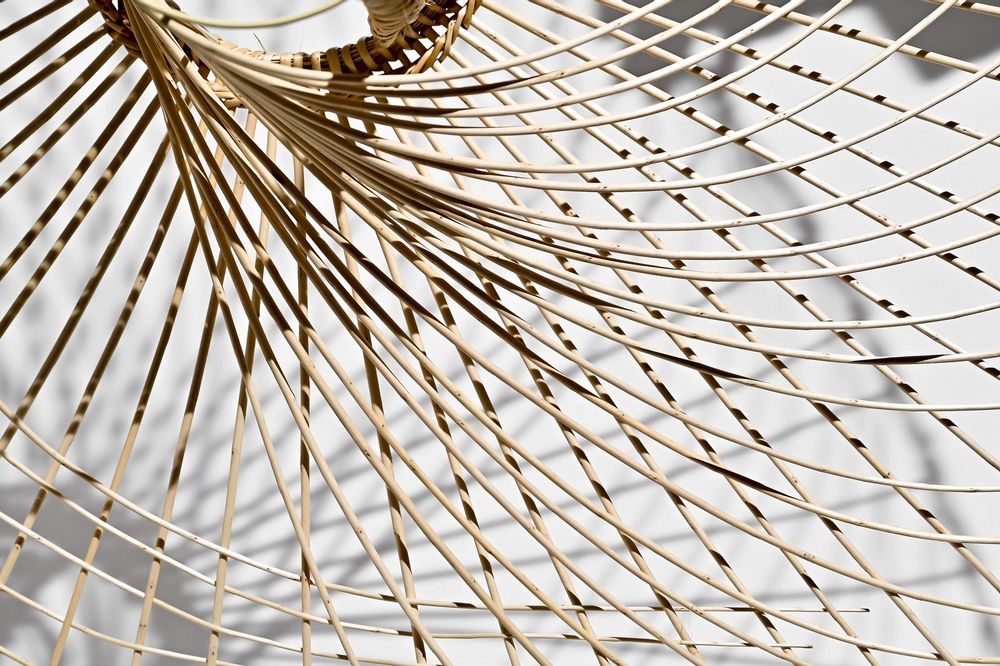 Hanging lights - \" SuperNova\” large wicker basketry lamp - TRESSAGES PAS SAGES