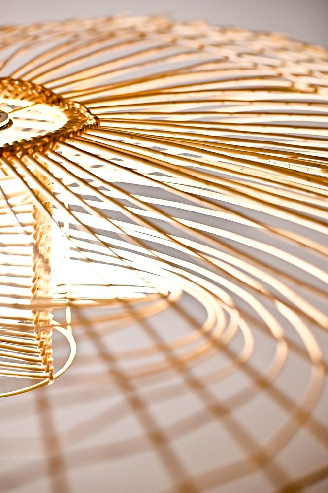Hanging lights - \" SuperNova\” large wicker basketry lamp - TRESSAGES PAS SAGES
