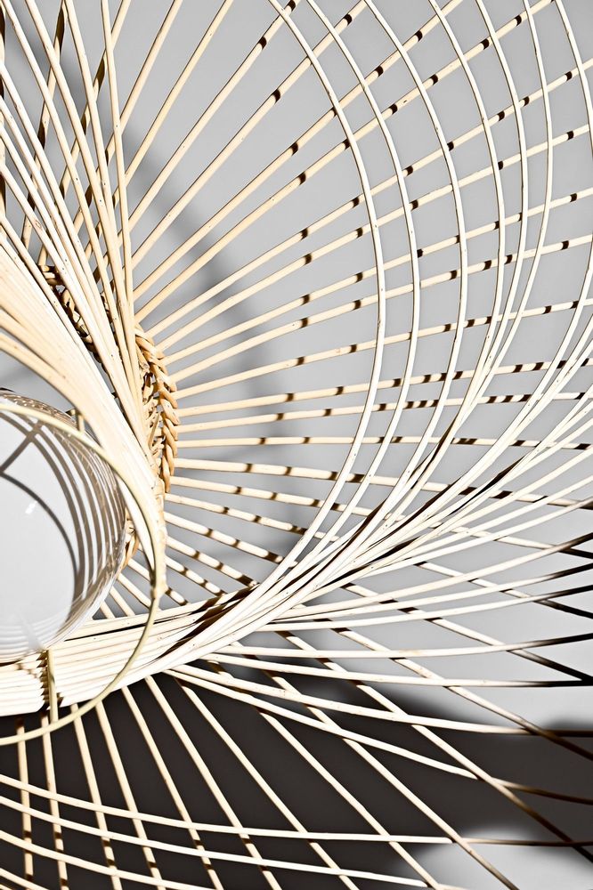 Hanging lights - \" SuperNova\” large wicker basketry lamp - TRESSAGES PAS SAGES