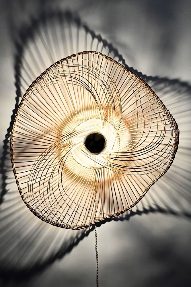 Unique pieces - Galaxie Illuminated wicker basketry wall lamp - TRESSAGES PAS SAGES