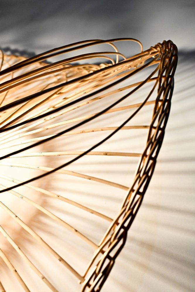 Unique pieces - Galaxie Illuminated wicker basketry wall lamp - TRESSAGES PAS SAGES