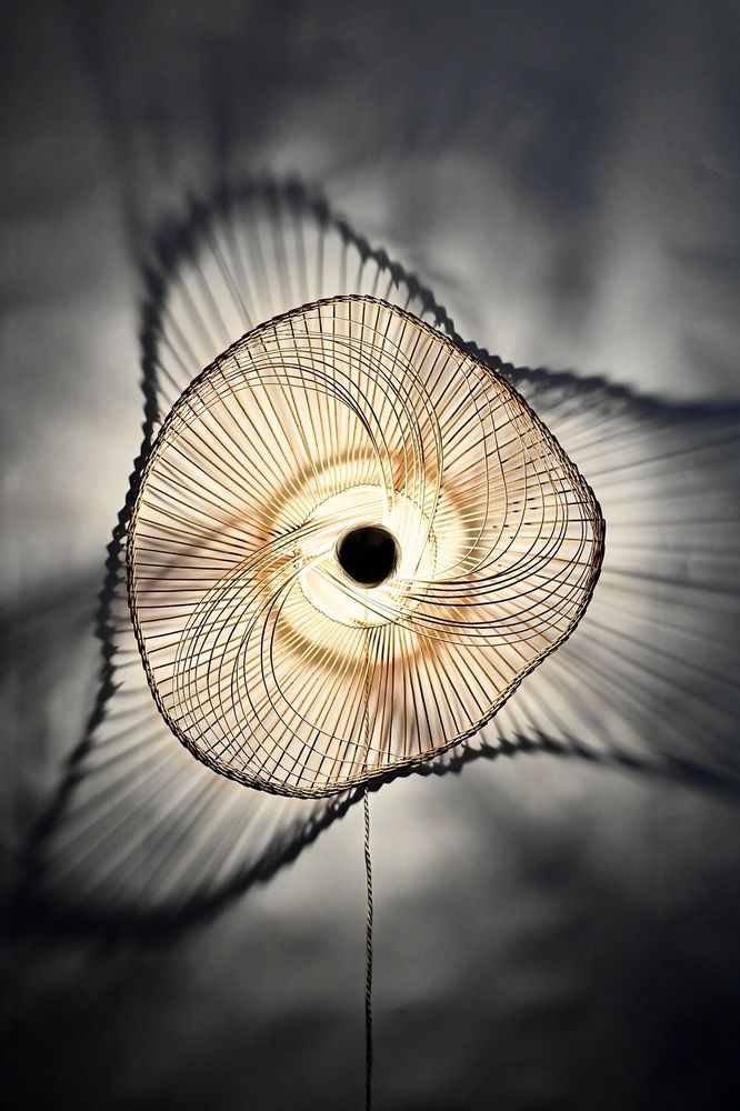 Unique pieces - Galaxie Illuminated wicker basketry wall lamp - TRESSAGES PAS SAGES