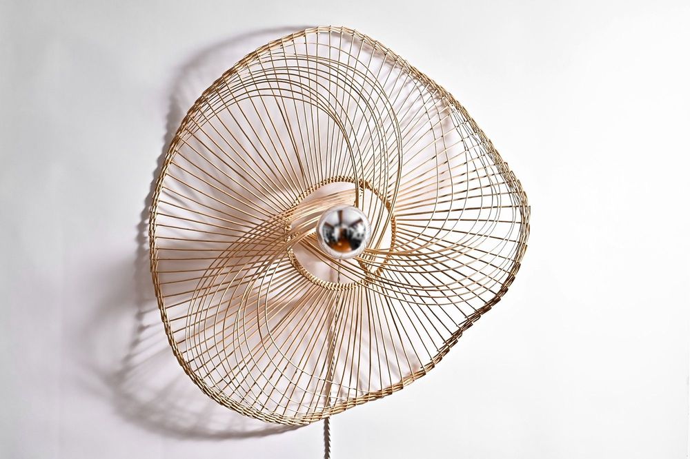 Unique pieces - Galaxie Illuminated wicker basketry wall lamp - TRESSAGES PAS SAGES