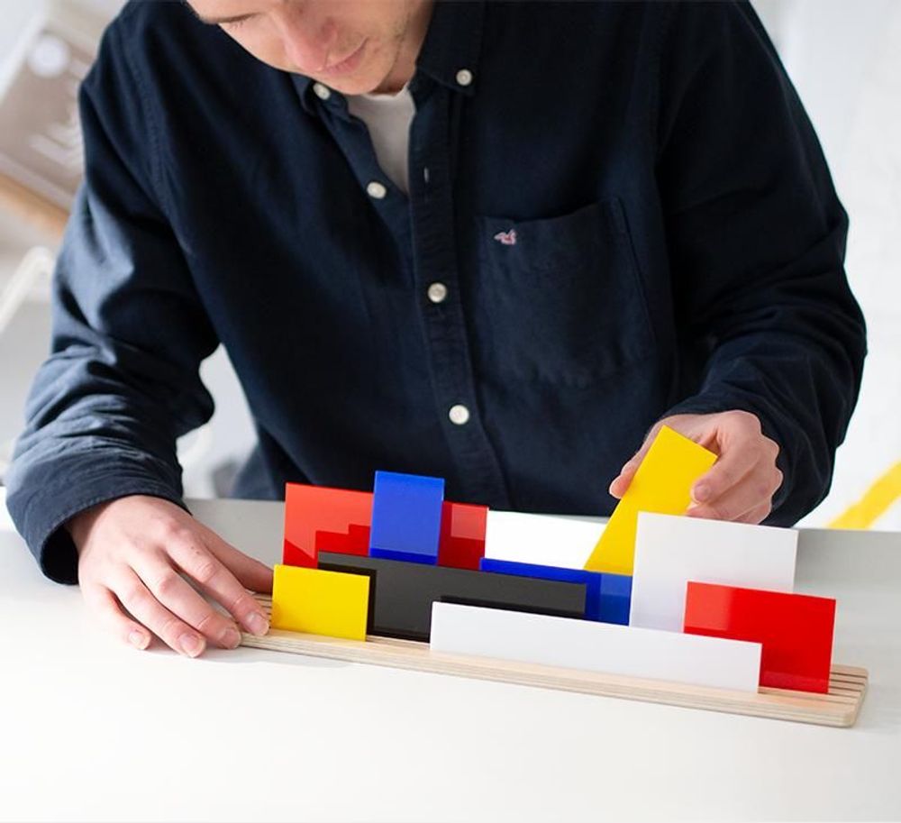Design objects - Shapes of Mondrian - 3D Art toy - Decorative Movable De Stijl diorama - BEAMALEVICH