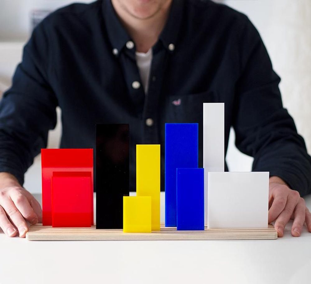 Design objects - Shapes of Mondrian - 3D Art toy - Decorative Movable De Stijl diorama - BEAMALEVICH
