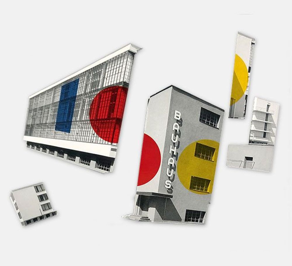Decorative objects - Bauhaus Dessau 100 Years Façade Fridge Magnet - 6 pieces - BEAMALEVICH
