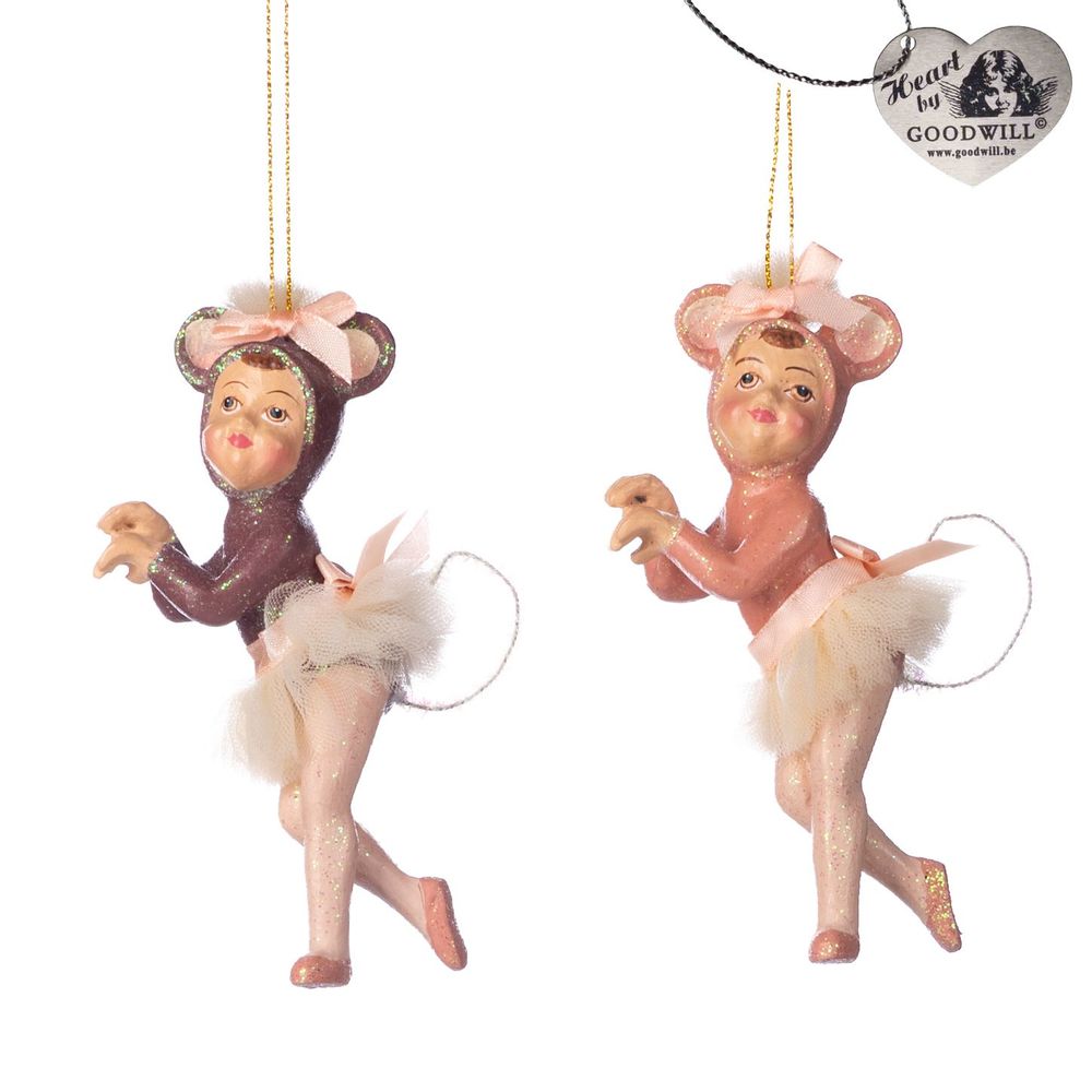 Other Christmas decorations - NUTCR.BALLER.MOUSE GIRL ORN ASS/2 PNK 13CM - GOODWILL M&G