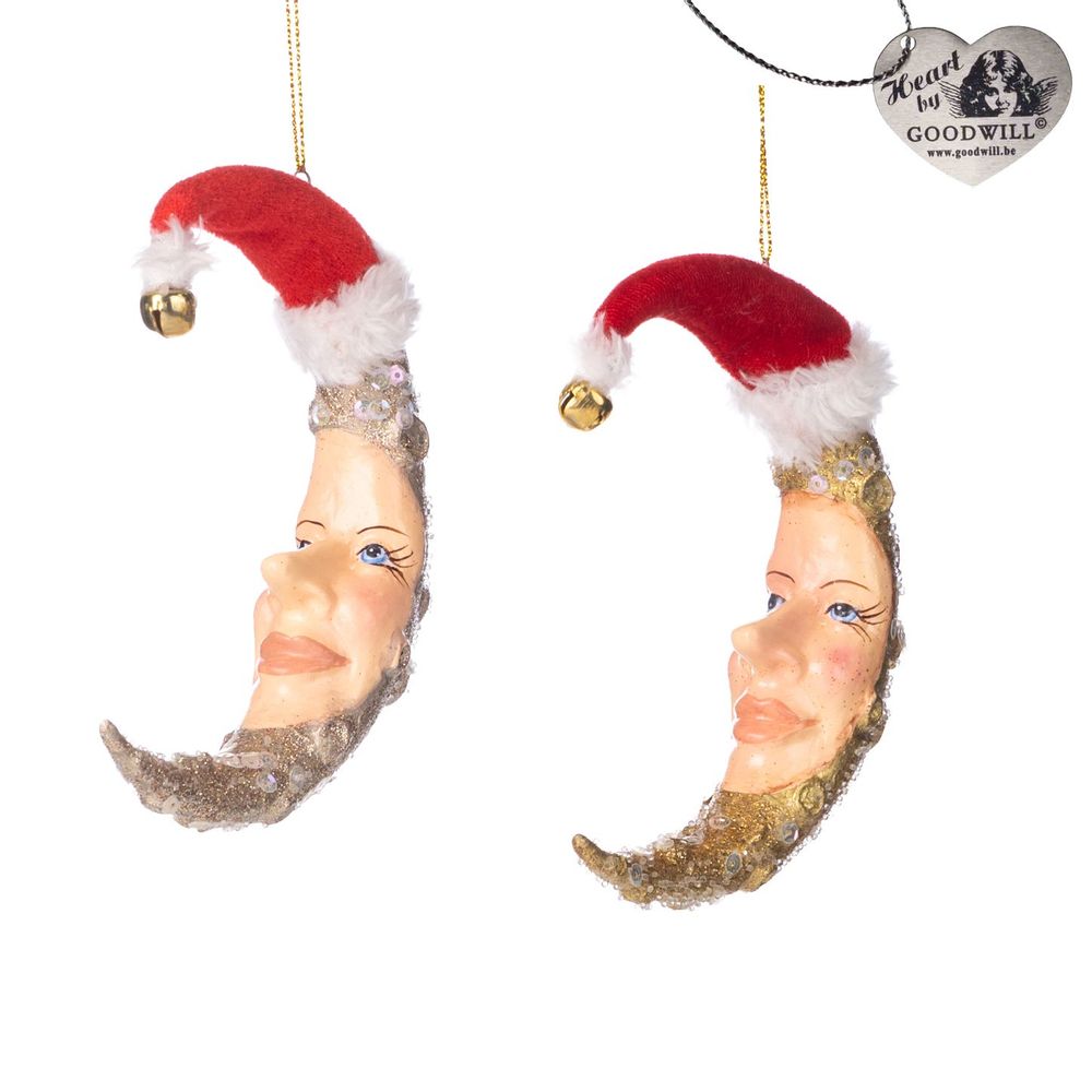 Other Christmas decorations - SUPER XMAS CRATER MOON ORN ASS/2 GLD/RD 13,5CM - GOODWILL M&G